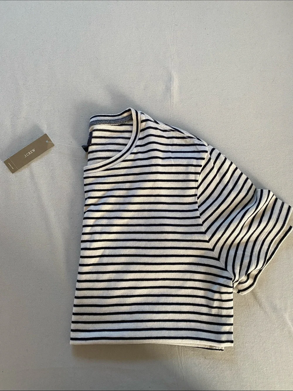 J. Crew Striped Cashmere-Blend Tee - Cream & Black